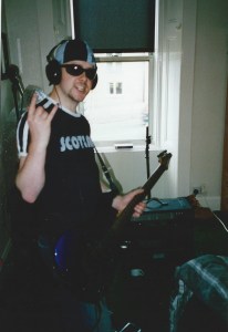 stu rocking out in the studio flat